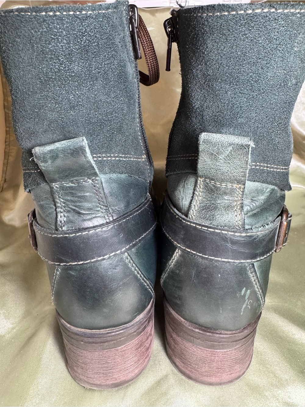 Taos Crave Teal Leather Lace Up Ankle Combat Boots CRV-55141 Women’s 8-8.5 38 - Picture 4 of 12